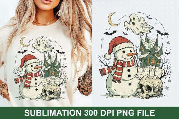 Christmas Snowman Sublimation PNG Design for Holiday Projects