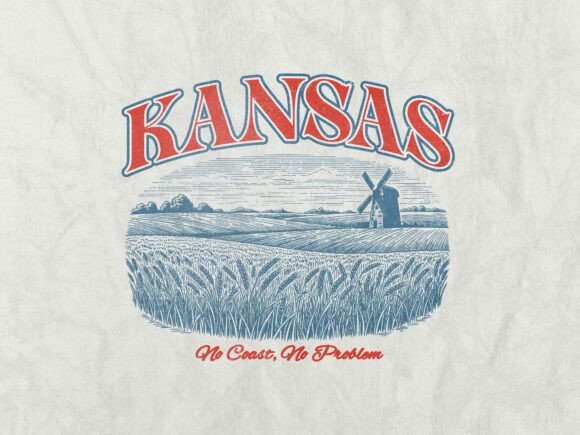 Kansas Vintage Retro Tshirt Design: Your Next Creative Asset