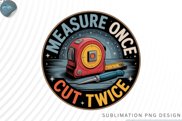 Measure Once, Cut Twice PNG: A Woodworking Graphic for Your Shop
