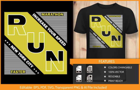 NYC Marathon Run Vector: Dynamic T-Shirt Design